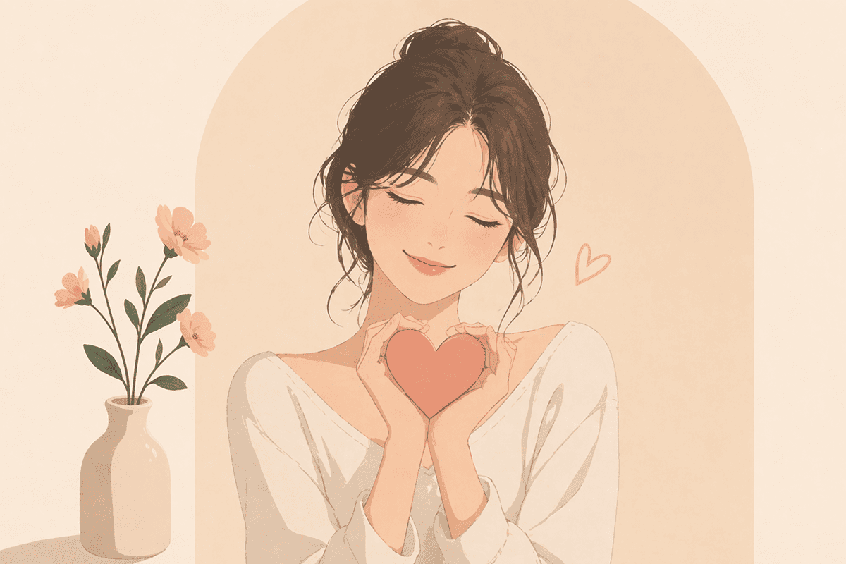 하트를 들고 있는 여자